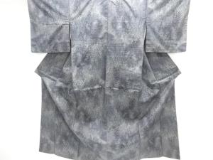 草葉模様織出し手織り紬着物